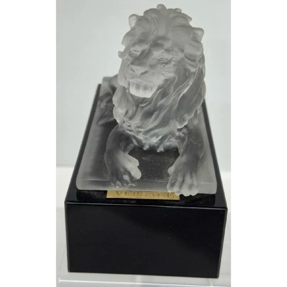 Versace Other - Vintage Versace Inspired Frosted Art Glass Lion Sculpture on Marble Base